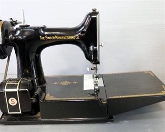 Singer Featherweight 221 Portable Sewing Machine With Foot Pedal, Accessories, And Book, In Carrying Case