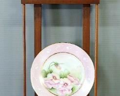 Hand Painted Floral Design Collector Plates, Qty 3, And Display Rack