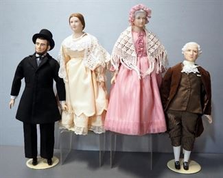 Porcelain Figures Of Abraham And Mary Todd Lincoln, And George And Martha Washington, Heights Range 16"-17"