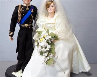 Danbury Mint Princess Diana And Prince Charles Wedding Dolls, Each Approx 18" And 19" H, And Franklin Mint Dianna The People's Princess Doll, 16" H
