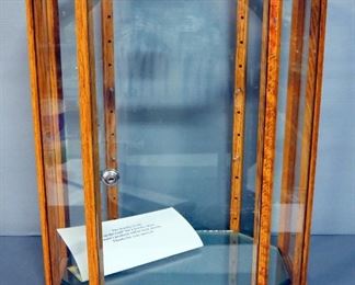 Octagonal Display Case With 3 Glass Shelves, 25" H x 20.5" W x 14.5" D, No Key