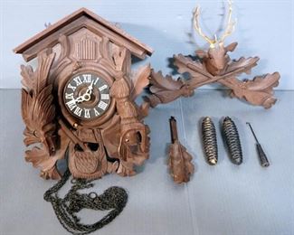 Bachmaier & Klemmer Cuckoo Clock With Stag Head Finial