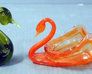 Swan Figurine, Candle Holder, And Tray Assortment, Various Materials And Sizes