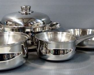 Lynns Cookware Stainless Steel Sauce Pans (2), Skillet, And Stock Pan, 3 Total Lids
