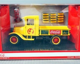 Coca-Cola 1:32 Scale Diecast 1923 Ford Model TT Pickup And Magirus 1932 Buffalo Type 50 1:43 Scale Diecast Fire Truck, Both NIB