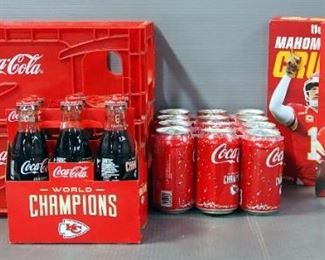 Kansas City Chiefs World Champion Coca-Cola Six-Packs (2 Packs Of Cans, 1 Pack Of Bottles), Mahomes Magic Crunch Cereal (2 Boxes), And Coke Trays
