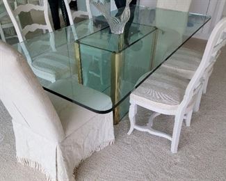 Pace brass and glass dining table mint condition