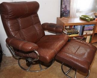 Vintage recliner and ottoman