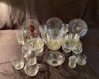 Etched Glassware With Matching Pattern Mystery Lot