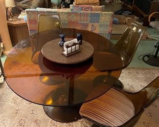 Chromcraft Amber Glass table and 3 Chairs