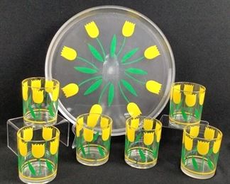 H.J. MRM Lucite Glasses & Tray