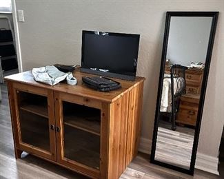 Vizio tv 

Solid wood & glass stand 