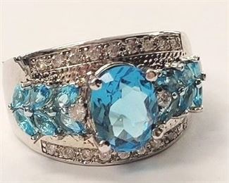 3w - Blue Topaz Sterling Silver Ring size 7
