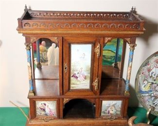  Jewelry / What Not Box with Enamel Door Panels and Columns