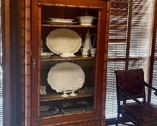 Antique bamboo display cabinet