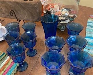 Deep blue vintage glassware