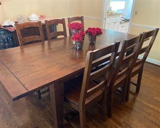Well made PGT Reclaimed Furniture heavy dining table and 6 chairs