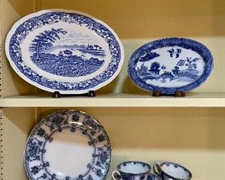 Blue Willow Ironstone Platter & Silverdale Hanley England Platter