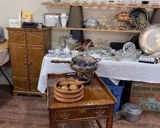 Vintage Lane End Table, Vintage Jewelry Armoire 