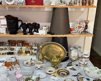 Vintage Brass, Miniatures, Nesting Dolls, Avon Cape Cod Pitcher and Goblets