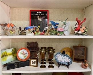 Vintage Bird Figurines, Brass Goblets, Pictorial Souvenir History of East Bernard  1865-1965