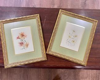 Framed Watercolor Flowers by Janice Ellen