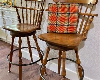 Vintage S Bent & Bros Swivel Maple Barstools