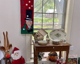 Vintage Wood Desk, Lenox Holiday Serving Pieces, Vintage Christmas Ornaments 