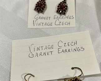 Vintage Czech Garnet Earrings