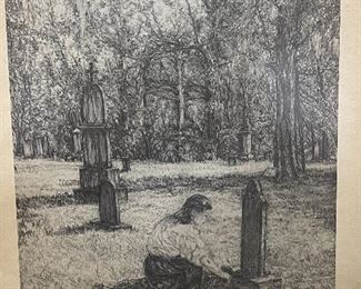 Wendell G Williamson Signed Numbered Drawing titled “Lo, I Am Always With You Always” of the Old Waverly Cemetery 
