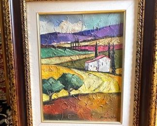 Original Art signed by Impressionist Slava Brodinsky “Parted Fields” oil on canvas - art measures 16x12 - beautifully framed. Includes COA from Park West Galery. $1295
