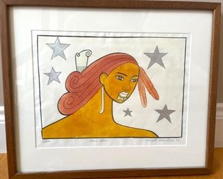 Robyer Kahukina - “Hine Whetu” Tribal art from New Zealand - art measures 10x14 - signed by artist and numbered 23/200 and framed.  $395
