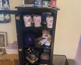 Chicago Cubs memorabilia, mini jerseys, teddy bears. Signed and certified baseballs. Mini Tampa Bay Bucs Helmet, Bobble heads. The Wreckers signed tin lunch boxes Michelle Branch and Jessica Harp. 