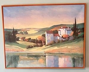 Art by Lay Slette measuring 37x48 inches. Stunning countryside art!