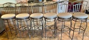 These are great!! These 6 matching barstools measure 48 inches tall. The seat height is 31 inches
