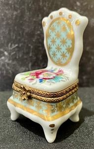 Limoges Floral Chair Trinket Box measures 2.5 inches tall.