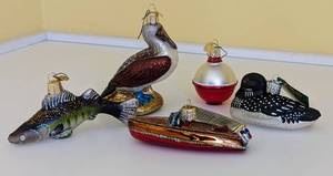 Old World Christmas Lake Themed Ornaments. All are in excellent condition. The largest measures 4.5” high and 3” wide.