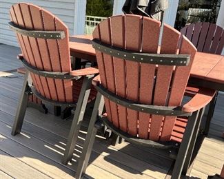 Very Nice! Poly Lumber Patio Table, four chairs and two benches set! Purchased at Plants and Things in Ramsey. 

Made from maintenance free poly lumber. This set is in great condition! 