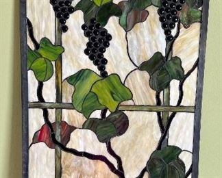 Gorgeous Grape Motif Stained Glass. Measures 20” x 40” 