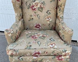 Upholstered in a luxurious fabric in a beautiful neutral floral fabric. A truly gorgeous chair to grace your home! 

Measures arm to arm 32” and overall height of 45” 