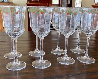 Eight Hearts and Pines Wine Glasses by Luminarc (France)
