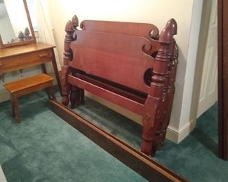 Solid wood head and foot boards and rails. (possibility of buying a matching set of 2 identical frames if interested.)