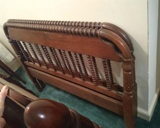 Antique solid wood head and foot boards with rails. 