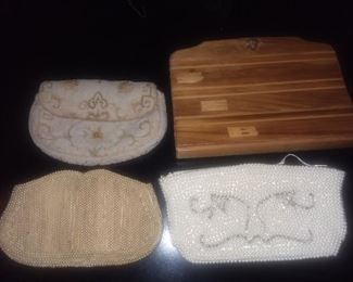 Vintage beaded and wooden purses