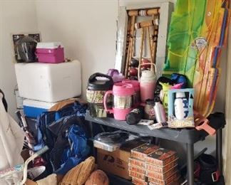 Sporting and Camping goods, girls bicycle, golf balls, coolers