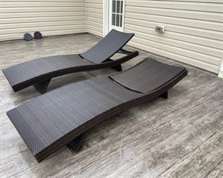 $250- Two RST Outdoor Adjustable Wicker Chaise Lounge  Resin Chairs JR93-28
