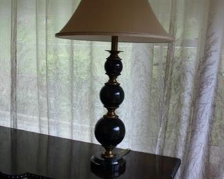 Pair Maitland Smith marble lamps