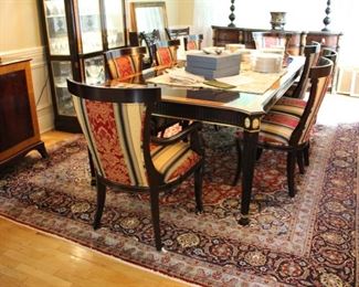 Stickley John Widdicomb "Staffordshire" dining table with 8 "Klismos" chairs