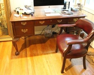 Mahogany leather top desk
