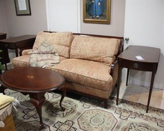 Stickley sofa; pair Hickory Chair Mt Vernon pembroke tables